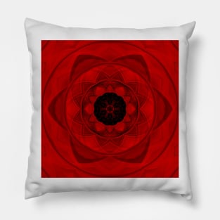 scarlet and red hexagonal floral fantasy kaleidoscopic design Pillow