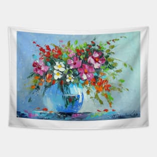 Bouquet of summer flowers in a vase Tapestry