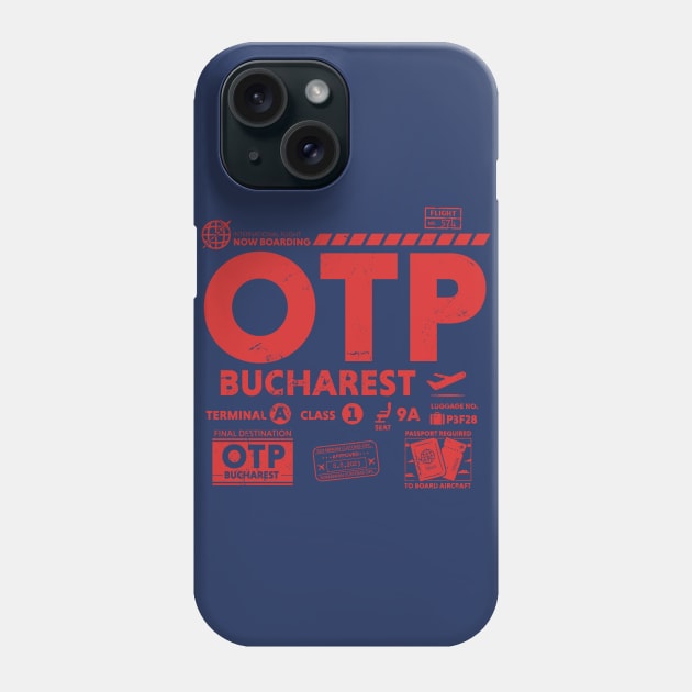 Vintage Bucharest OTP Airport Code Travel Day Retro Travel Tag Romania alt Phone Case by Now Boarding