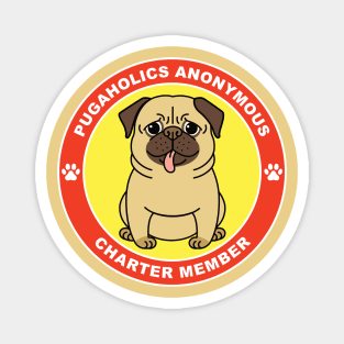 Pugaholics Anonymous Charter Member Pug Dog Lover (Tan) Magnet