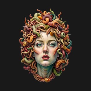 Medusa head - Woman with worms, surrealism weird T-Shirt