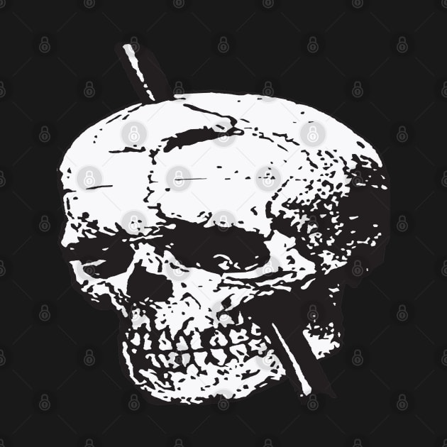 Black and White Skull of Phineas Gage With Tamping Iron Vector by taiche