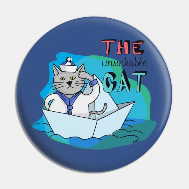 Sam, the unsinkable Cat Pin by schlag.art