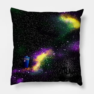 Purple & Green Nebula TARDIS Pillow