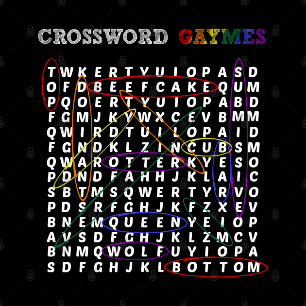 Funny Gay LGBTQ Adult Naughty Humor Slang Crossword Gaymes Puzzle by egcreations