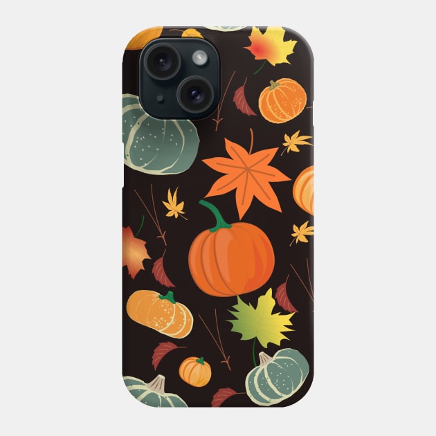 Autumn Falling Leaves Pumpkin Phone Case by Gtrx20