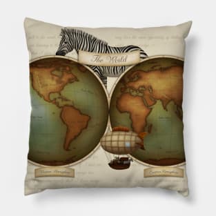 Neo-Victorian World Map Pillow