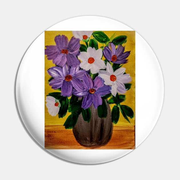 Abstract purple and white floweres im a silver vase Pin by kkartwork