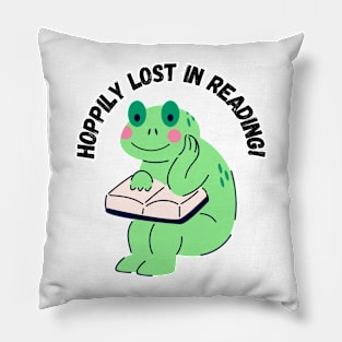 Hoppily Lost in Reading! Cute Frog Pillow