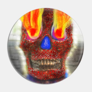 Skull on Fire Blue Pin