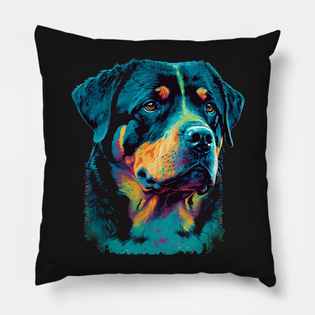 Majestic Rottweiler Pop Art Pillow by JigglePeek