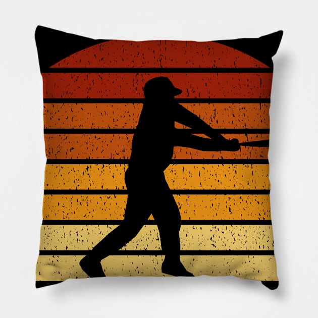 Vintage Sunset Baseball Gift For Baseball Players Pillow by OceanRadar