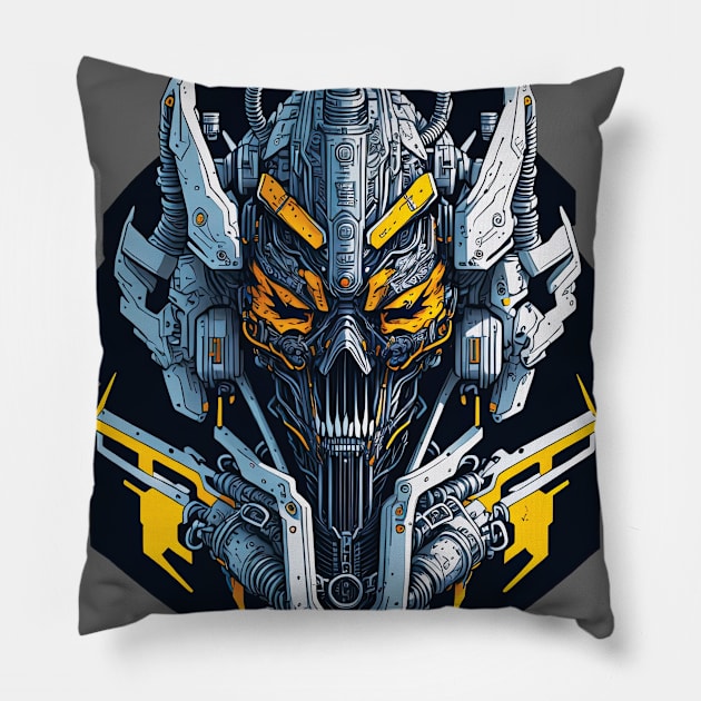 Mecha Skull S01 D53 Pillow by Houerd