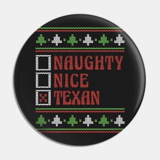 Retro Naughty Nice Texan // Ugly Xmas Sweater Style Pin