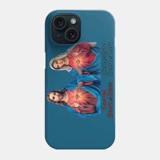 Sacred Heart of Jesus and Immaculate Heart of Mary Images with Typography Phone Case