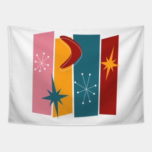 Atomic Age Rectangles Starburst Boomerang Mid Century Tapestry