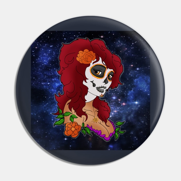 Day of the Dead Lady Pin by lytebound