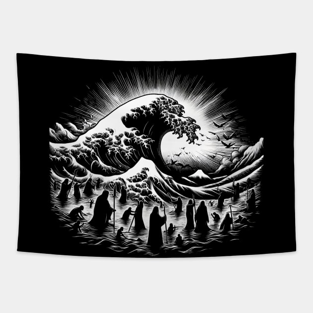 The Great Wave off Kanagawa in the Bible Flood Tapestry by MetalByte