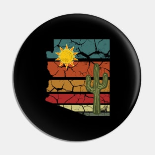 Retro Arizona with Sun and Cactus Pin