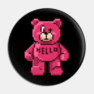 Pink Teddy Bear Pixelart Pin