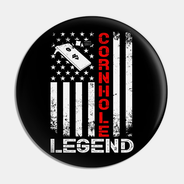 Cornhole Legend USA Flag Pin by Visual Vibes