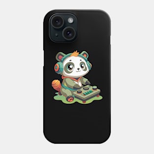 cute panda playing dj music Phone Case