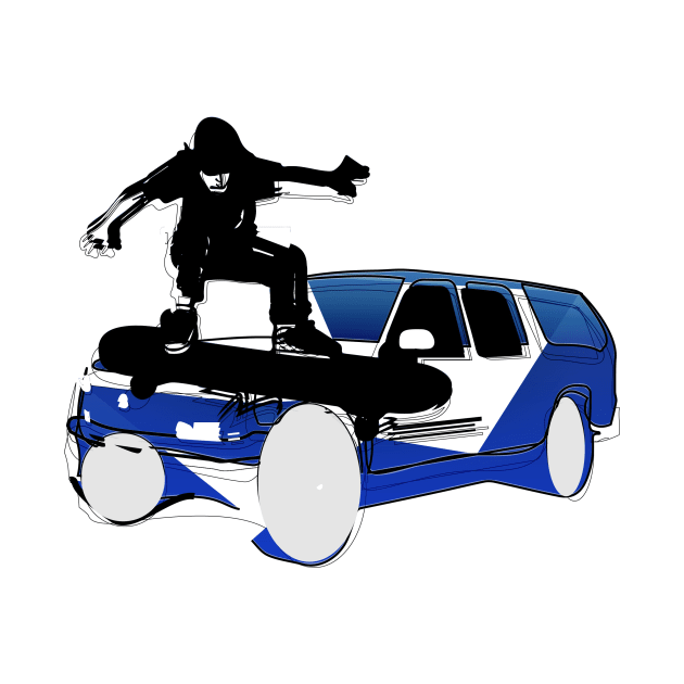 Skateboarding Sticker Jumping SUV by Pixeloro