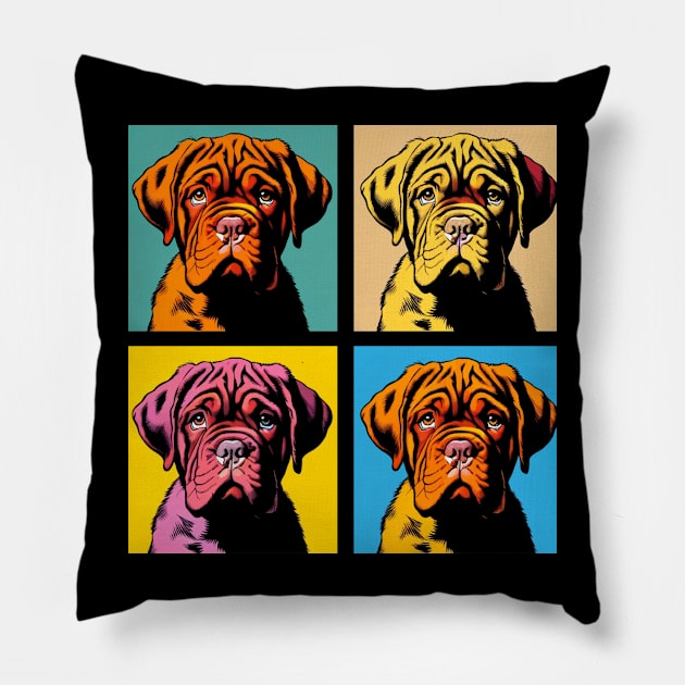 Pop Retro Art Dogue de Bordeaux - Cute Puppy Pillow by PawPopArt