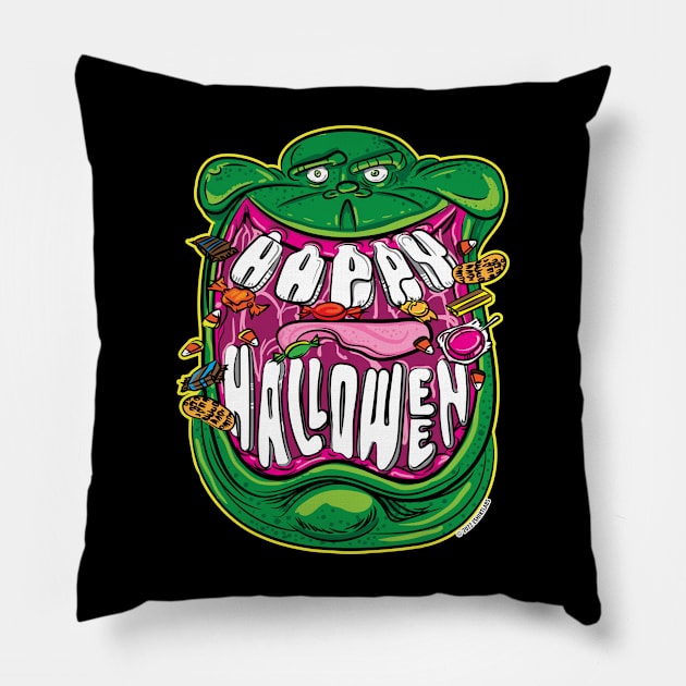 Happy Halloween smile from Slimer Pillow by eShirtLabs
