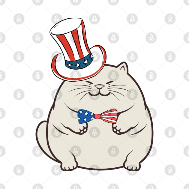 Funny fat cat is ready for independence day by Pet Station