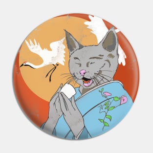 Happy Monk Cat Sake Pin