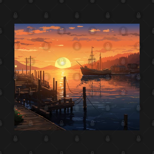 Harbor Sunset Serenity by vk09design