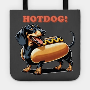 Wiener Dog Hotdog | Long Dachshund Black & Tan Dog in Bun Suit | Sausage Dog Tote