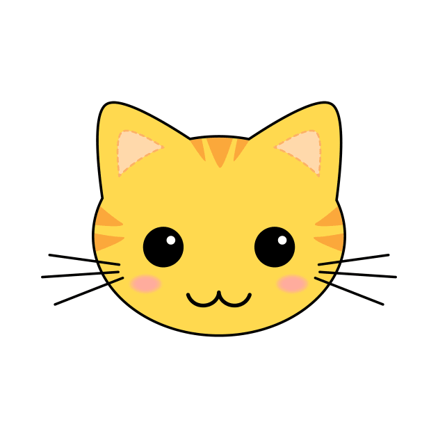 Cute Yellow Kawaii Tabby Cat by DesignLJK