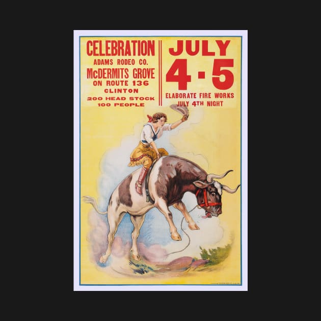 July 4th Rodeo, 1930. Vintage Poster by historyphoto