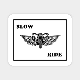 White Black Minimalist Slow Ride Biker Magnet