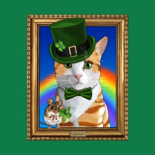 St Patricks Day Leprechaun Cat and Mouse T-Shirt