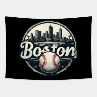 Boston Baseball Field Cityscape Retro Vintage Tapestry