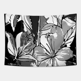 Tropical Black and White Tapestry