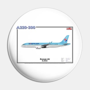 Airbus A220-300 - Korean Air (Art Print) Pin