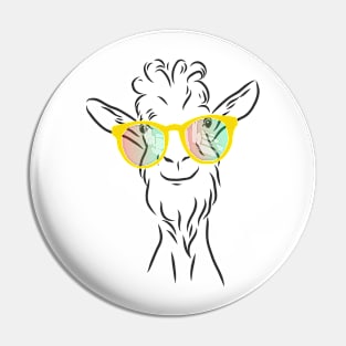 cheerful goat in fashionable glasses Pin