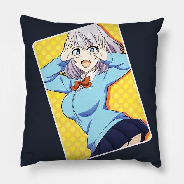 Retro Vintage Anime School Uniform Happy Magic Senpai Smile Pillow by designsenpai