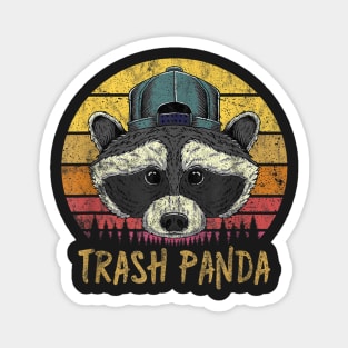 Raccoon Trash Panda Retro Sunset Funny Vintage Graphic Print T-Shirt Magnet
