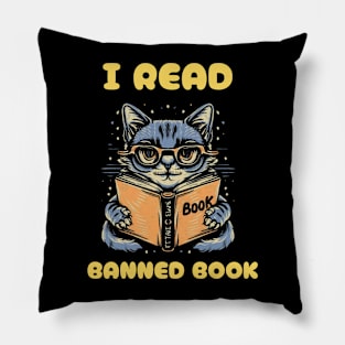 cat i read banned books Pillow