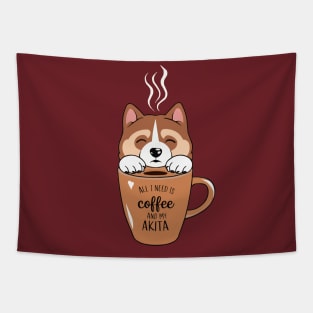 All I Need is Coffee and My Akita Tapestry