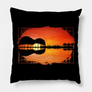 guitar island sunset Pillow