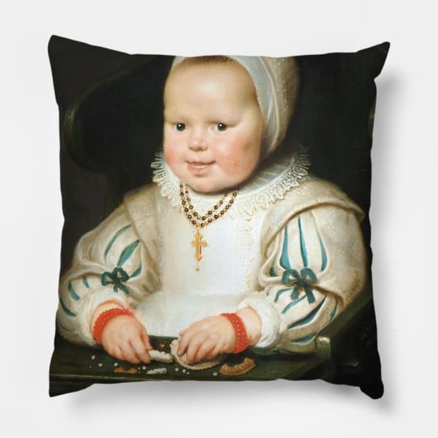 Portrait of Susanna de Vos, the Painter's Third Daughter by Cornelis de Vos Pillow by Classic Art Stall