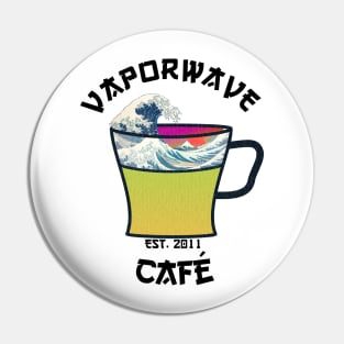 Vaporwave Aesthetic Great Wave Off Kanagawa Cafe Coffee Tea Pin