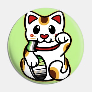 LGBTQ+ Pride Lucky Cat - Aromantic Pin