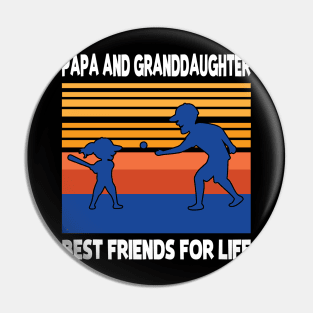 Papa Granddaughter Playing Baseball Together Best Friends For Life Happy Father Mother Day Pin